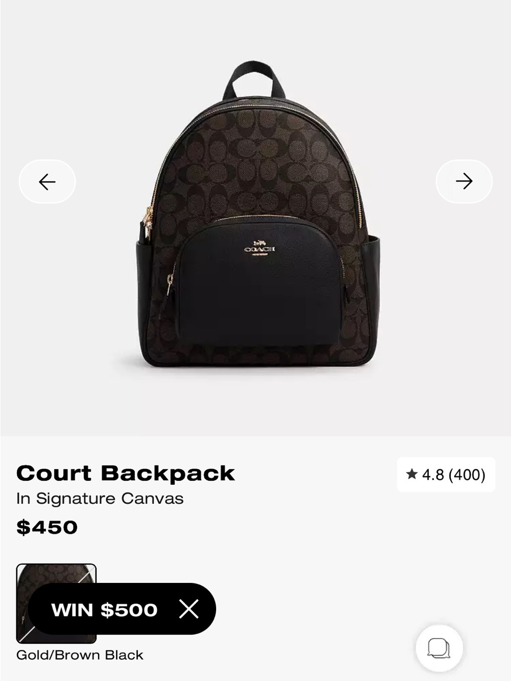 Coach Signature Canvas Backpack in Brown and Black